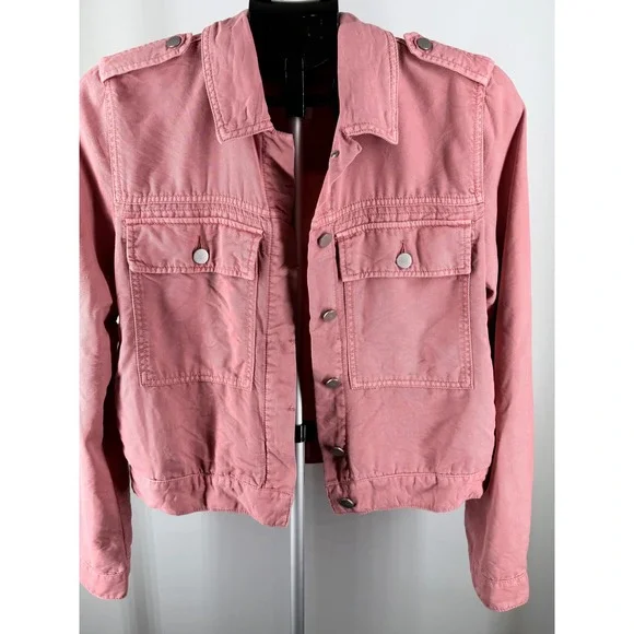 Gap Womens Utility Jacket Pink Dusty Rose Cropped Military Small - Picture 2 of 7